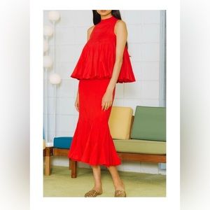 Rhode Resort Sienna Fishtail Midi Skirt M